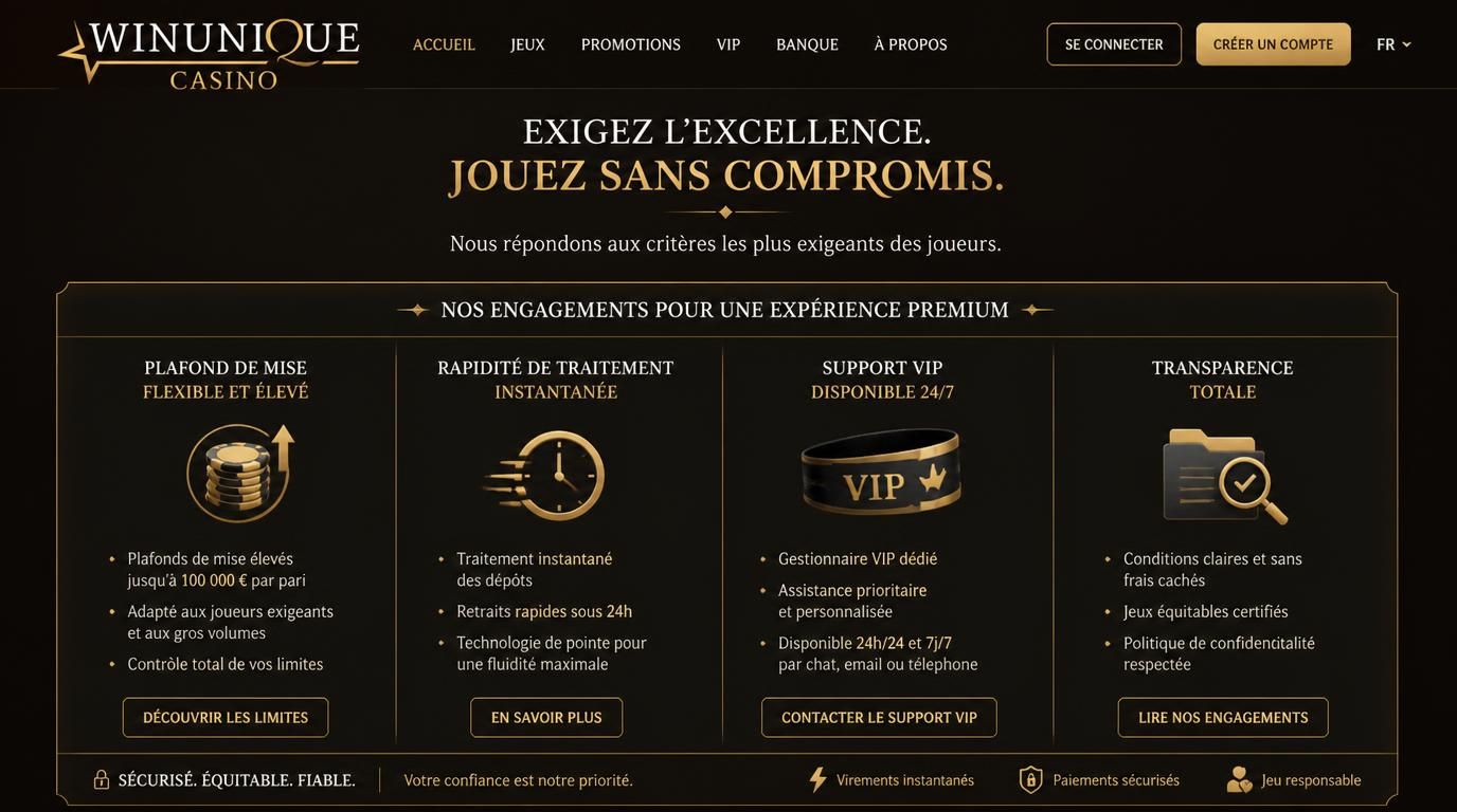 Critères exigeants pour les bonus clarté, rapidité, service VIP.