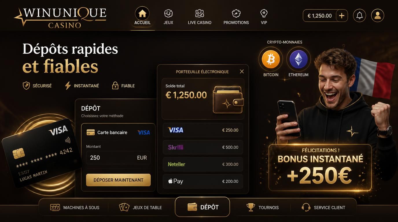 Une interface de casino montrant carte bancaire, e-wallet et cryptos.