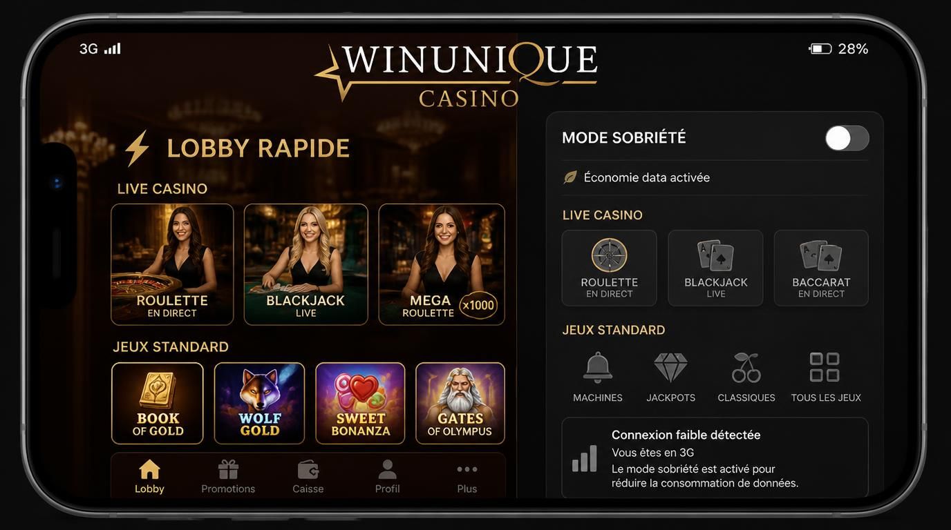Lobby mobile sobre et direct pour jouer sans superflu