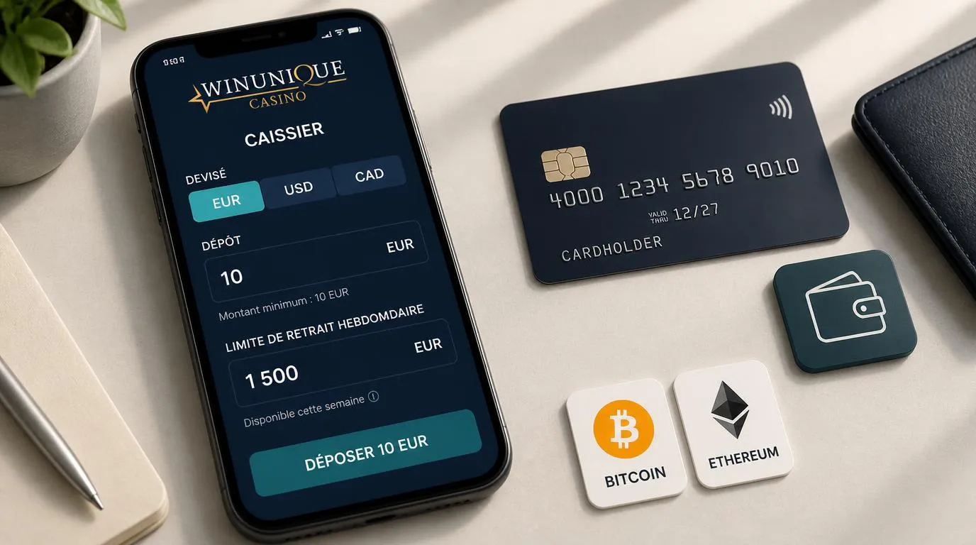 Maquette de caisse en euros avec carte bancaire, portefeuille électronique et symboles Bitcoin et Ethereum